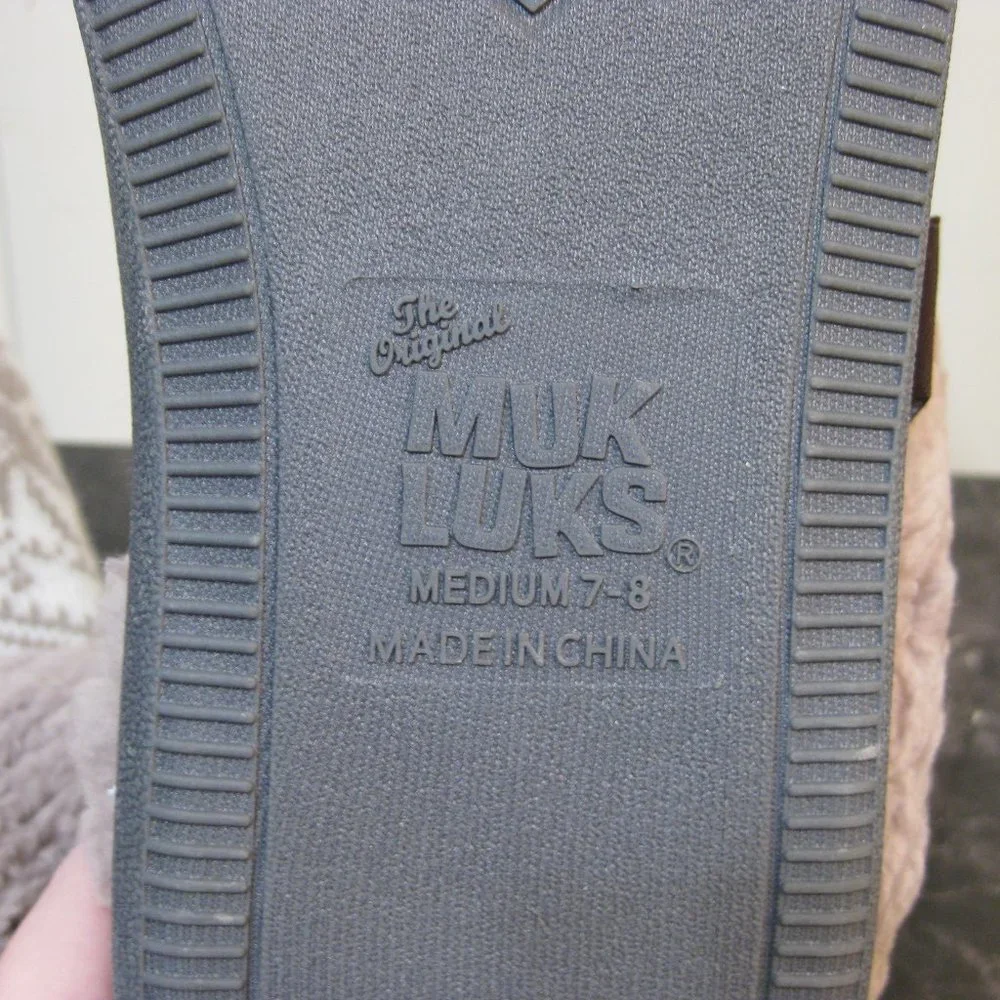 NWT Muk Luks gray purple white slippers M 7 8 - Picture 5 of 7